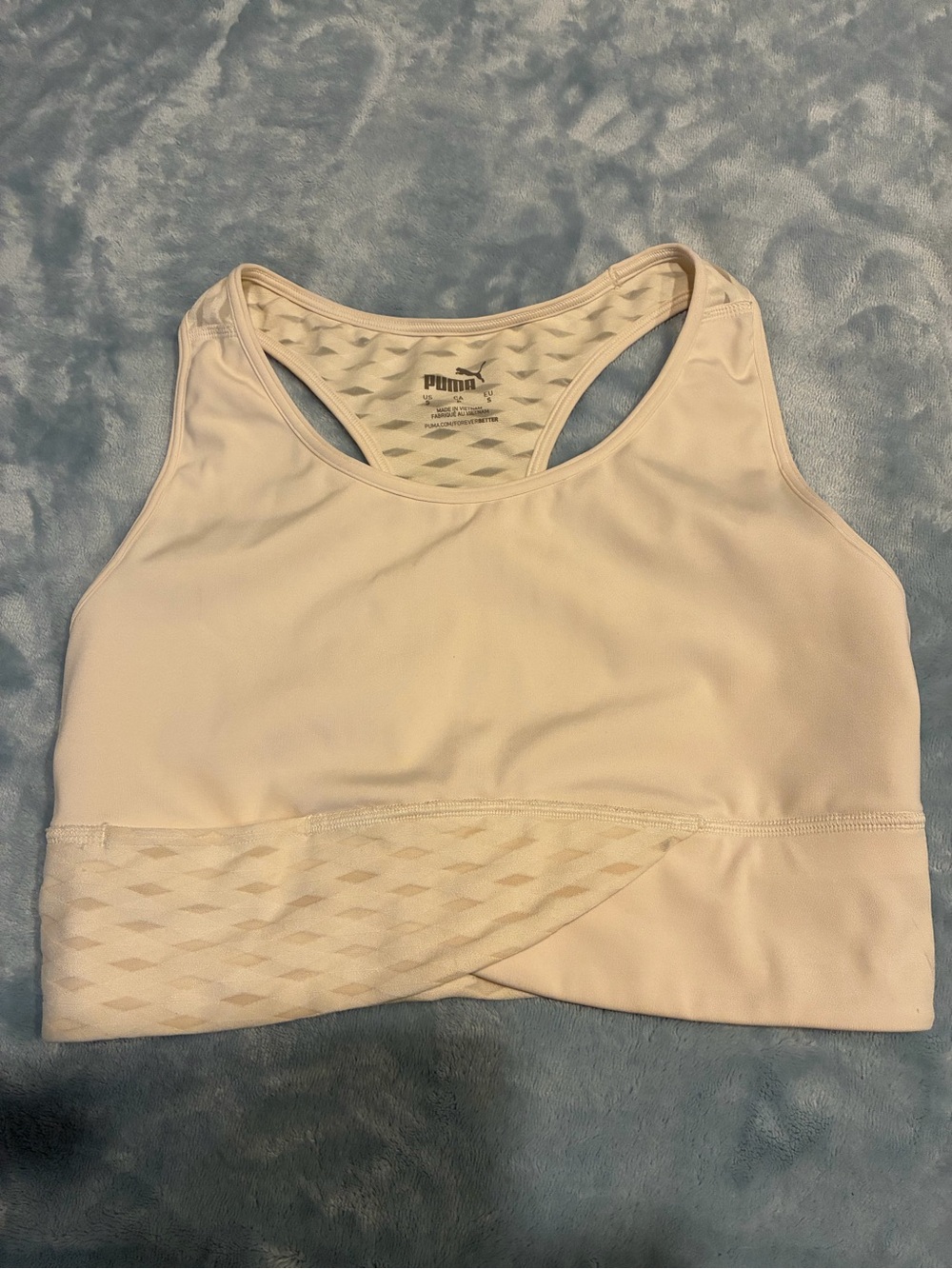 Puma Cream Racerback Mesh Performance Sports Bra